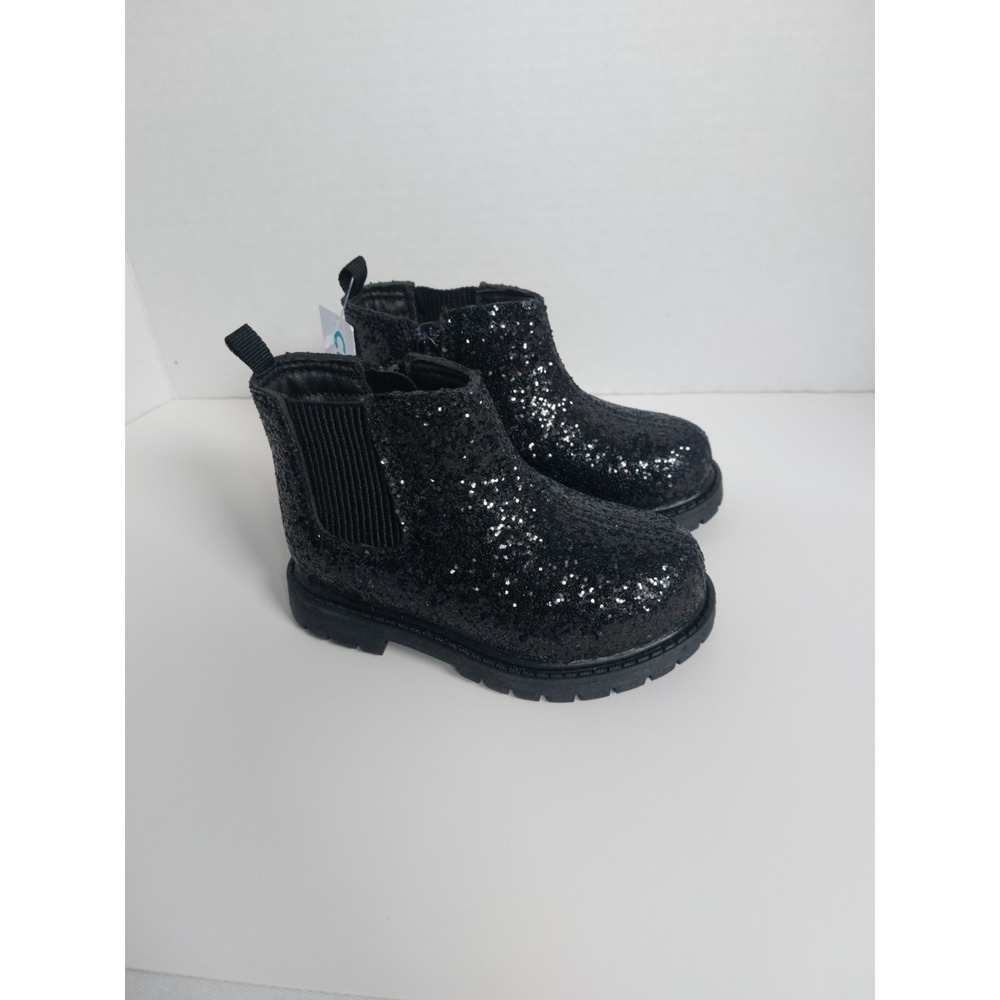 Carter's Bessy Boots Toddler‎ Girls  Black Glitter Chelsea Zip Size 6